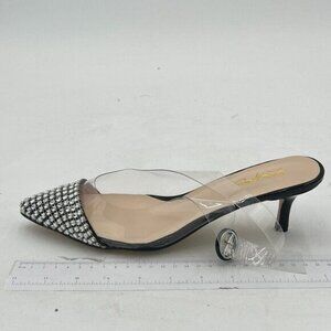 XYD Women Transparent Slingback Mid Kitten Heels Pumps Pointed Toe PVC Dress